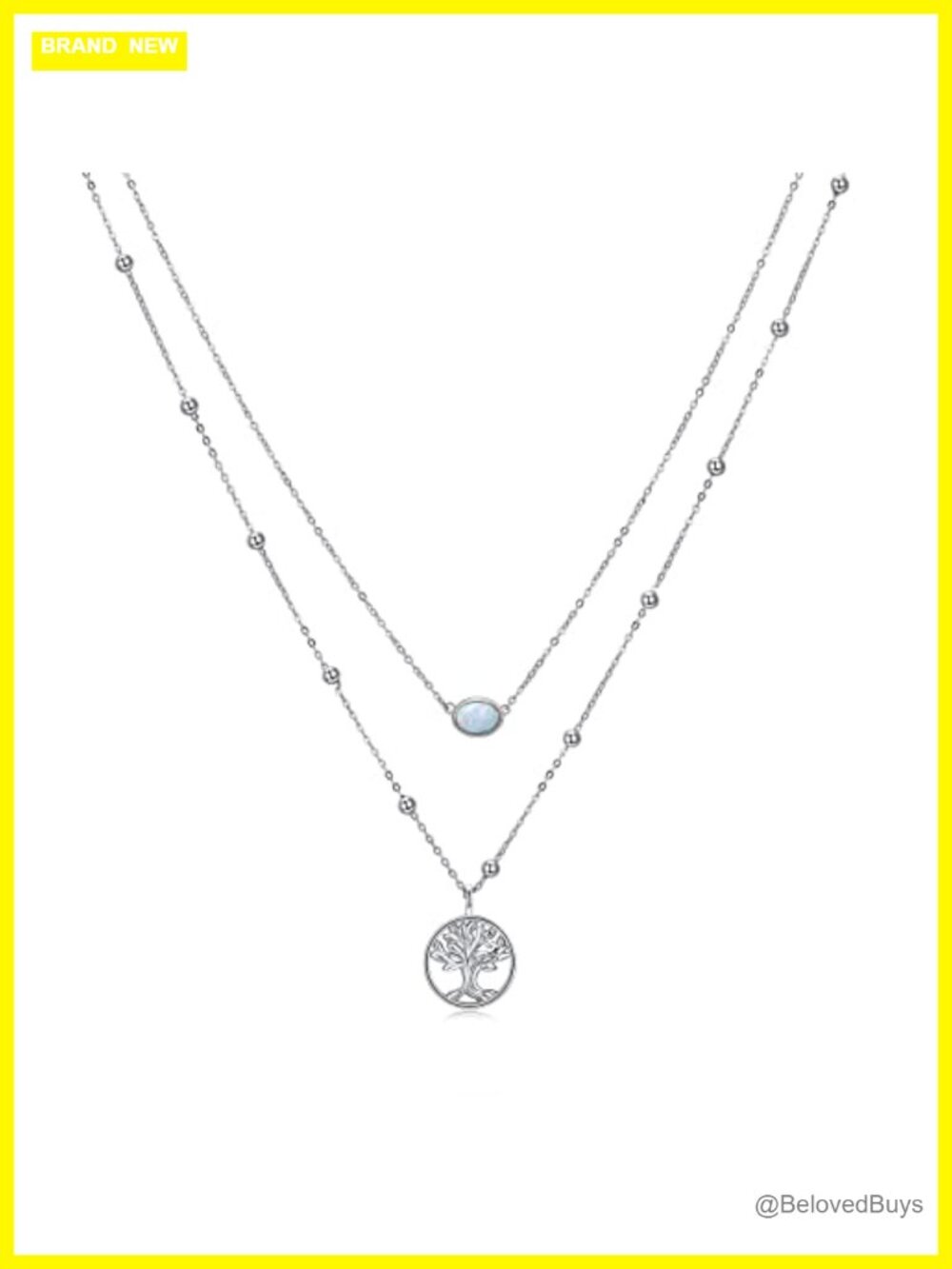 Sterling Silver Tree of Life Layered Necklace Created Opal Women